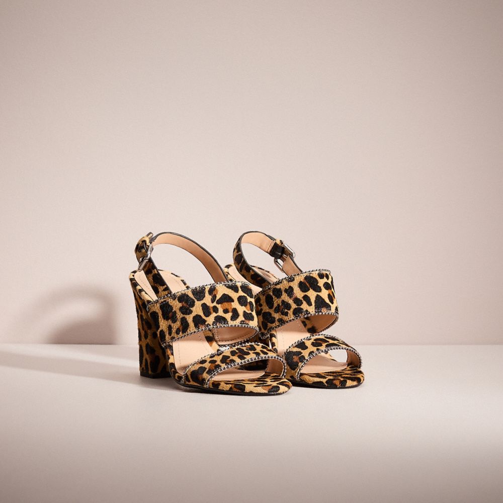 COACH®,Restored Rylie Sandal,Calf Hair,Lining Leather,Rubber,Sandals,Bead Embellishment,Party,Beige,Angle View