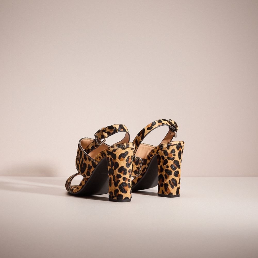 COACH®,Restored Rylie Sandal,Calf Hair,Lining Leather,Rubber,Sandals,Bead Embellishment,Party,Beige,Back View