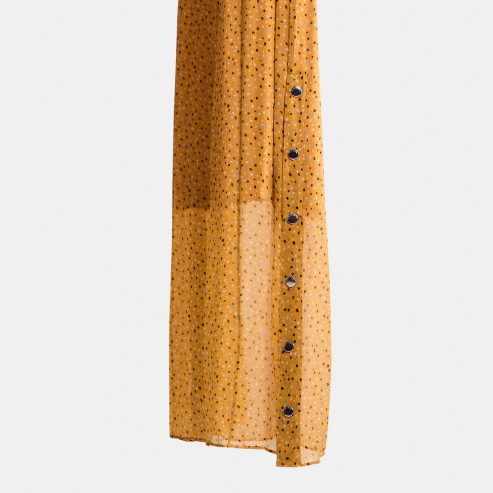 Coach Restored Sleeveless Dot Print V Neck Dress In Yellow/blue
