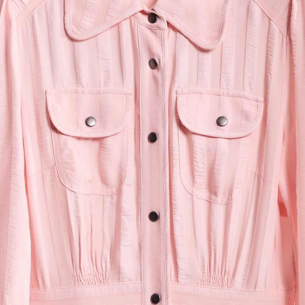 Coach Restored Long Striped Viscose Dress In Cloud Pink