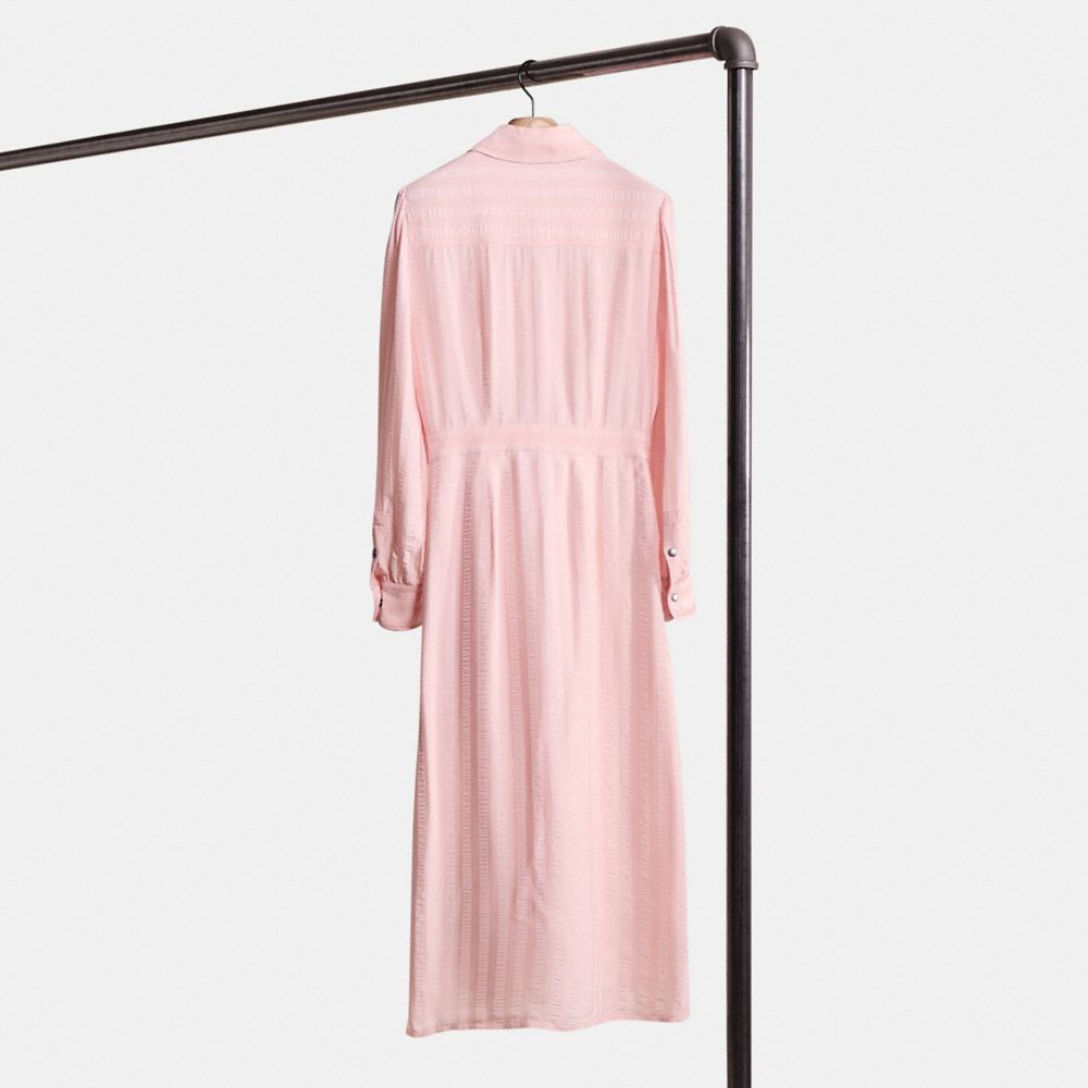 Coach Restored Long Striped Viscose Dress In Cloud Pink