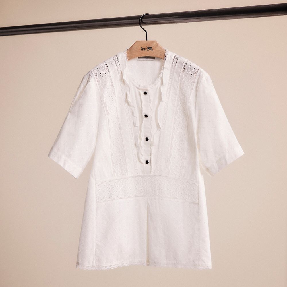 Coach Restored Broderie Anglaise Top In White