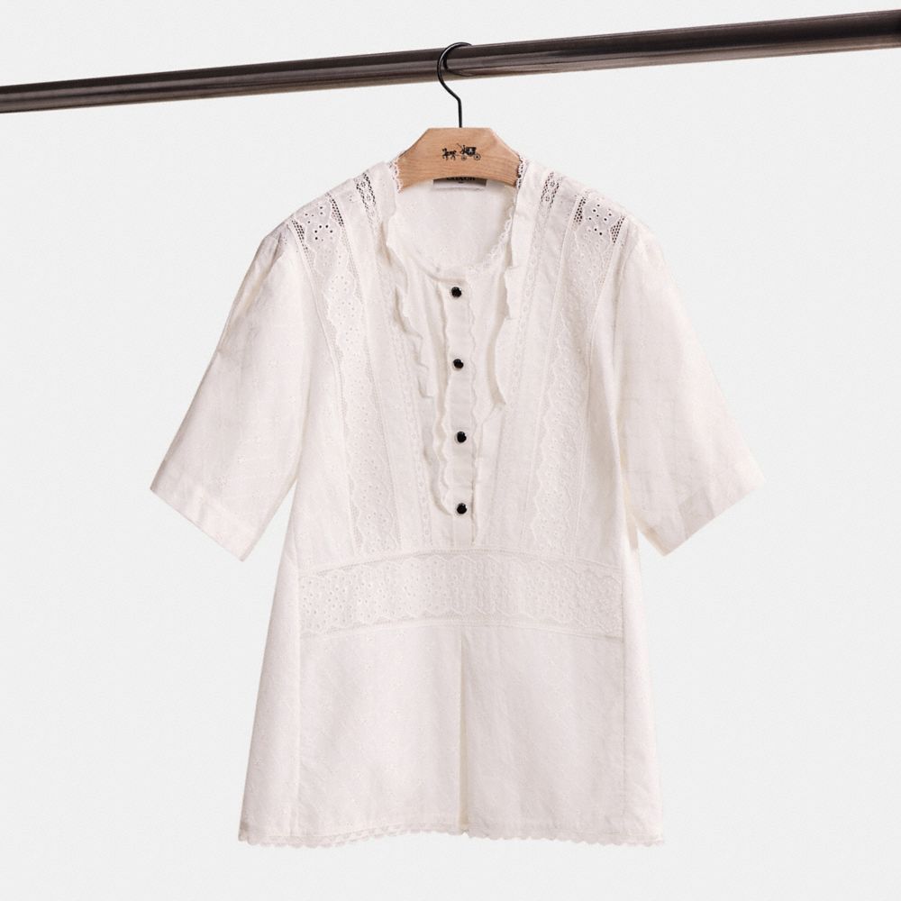 Coach Restored Broderie Anglaise Top In White