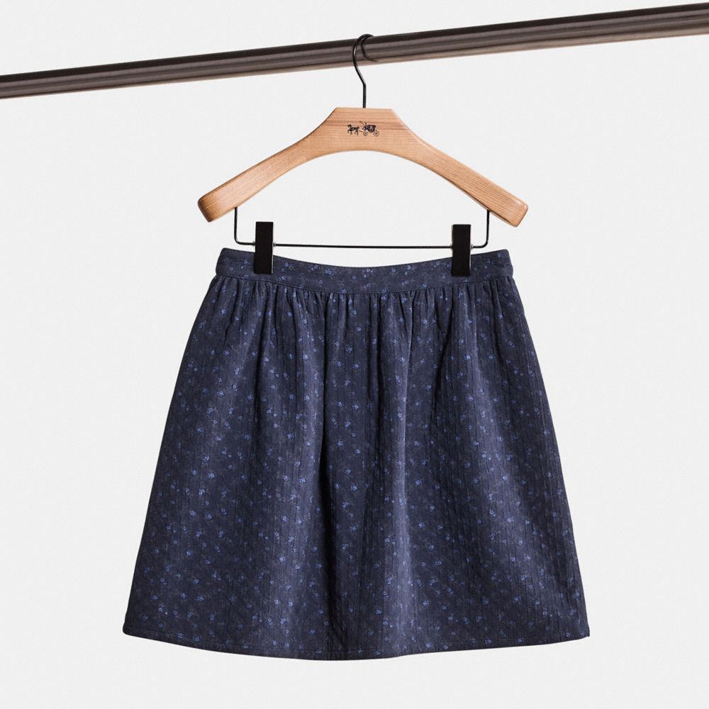 Coach Restored Mini Quilted Skirt In Organic Cotton In Black/dark Blue