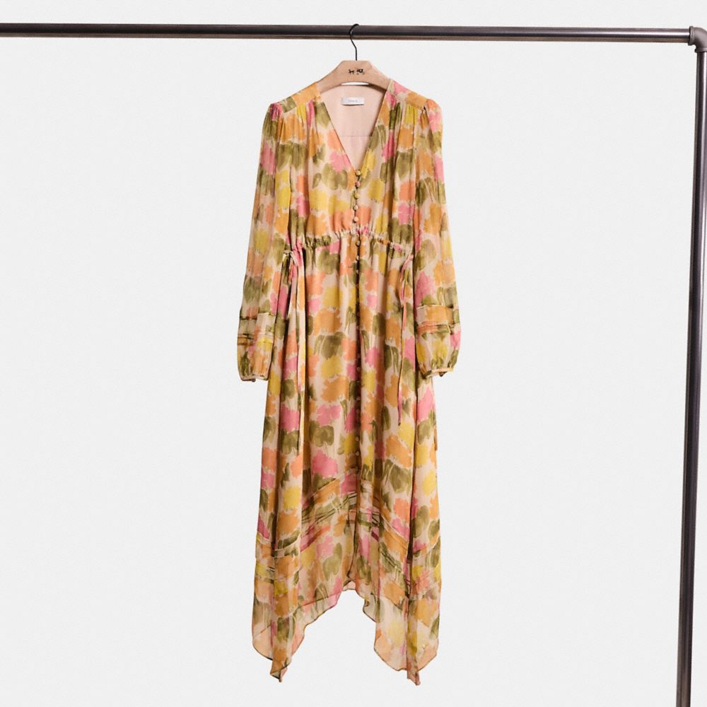 Shop Coach Restored Floral Long Dress In Multi
