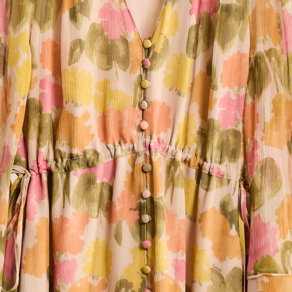 Shop Coach Restored Floral Long Dress In Multi