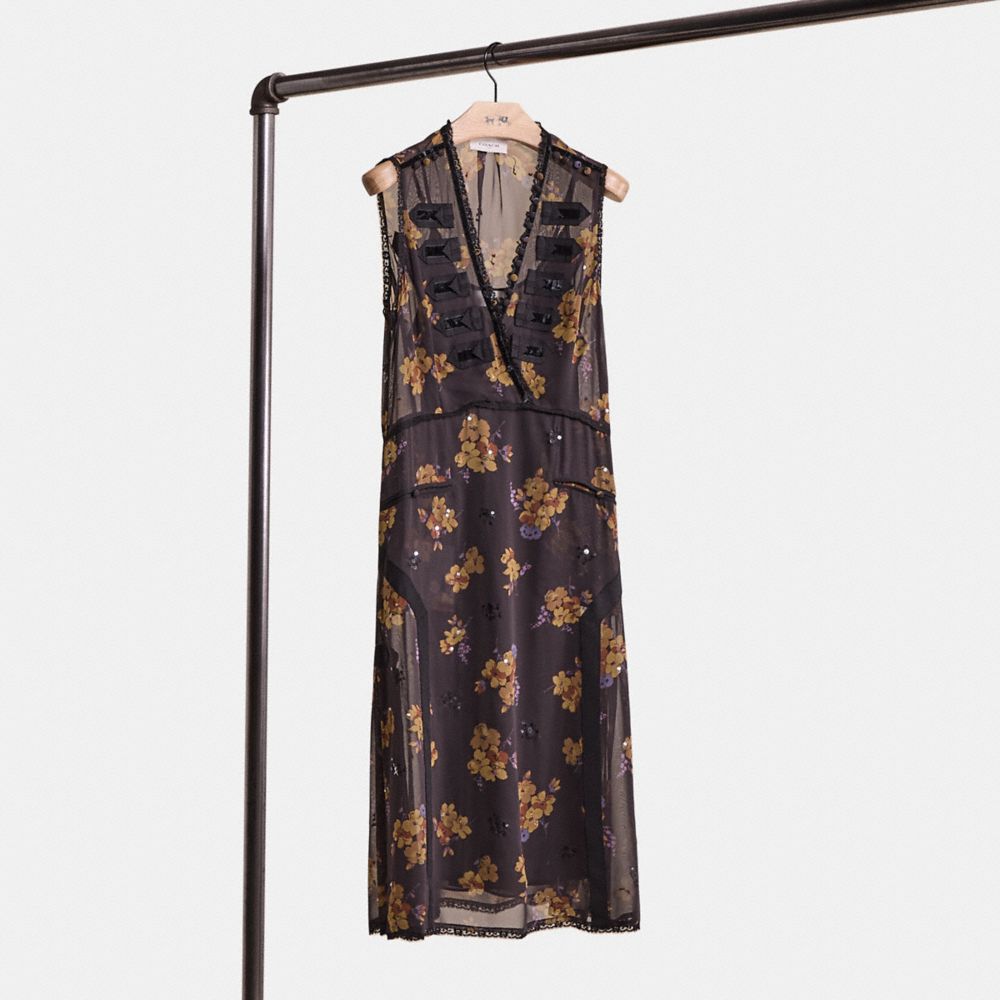 COACH RESTORED FOREST FLORAL PRINT MILITARY DRESS 