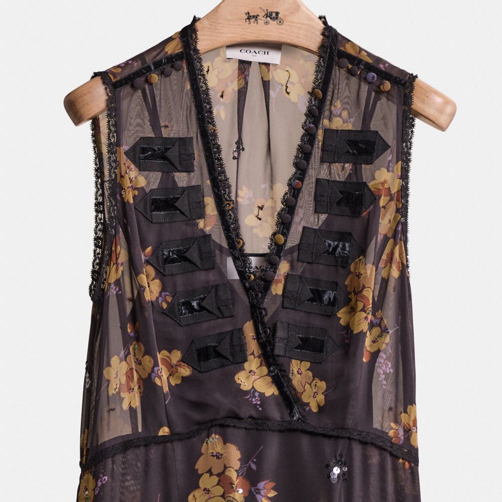 COACH RESTORED FOREST FLORAL PRINT MILITARY DRESS 