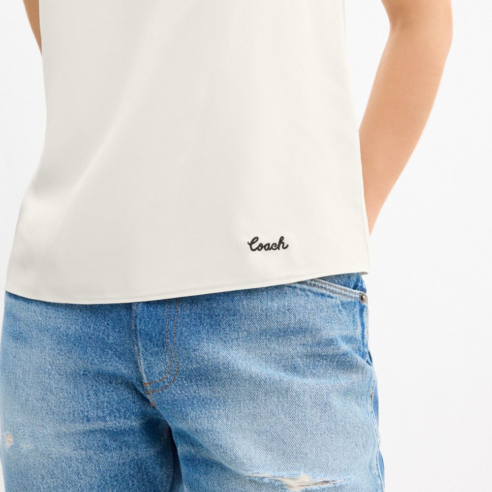 COACH®,Tank Top,White,Detail View