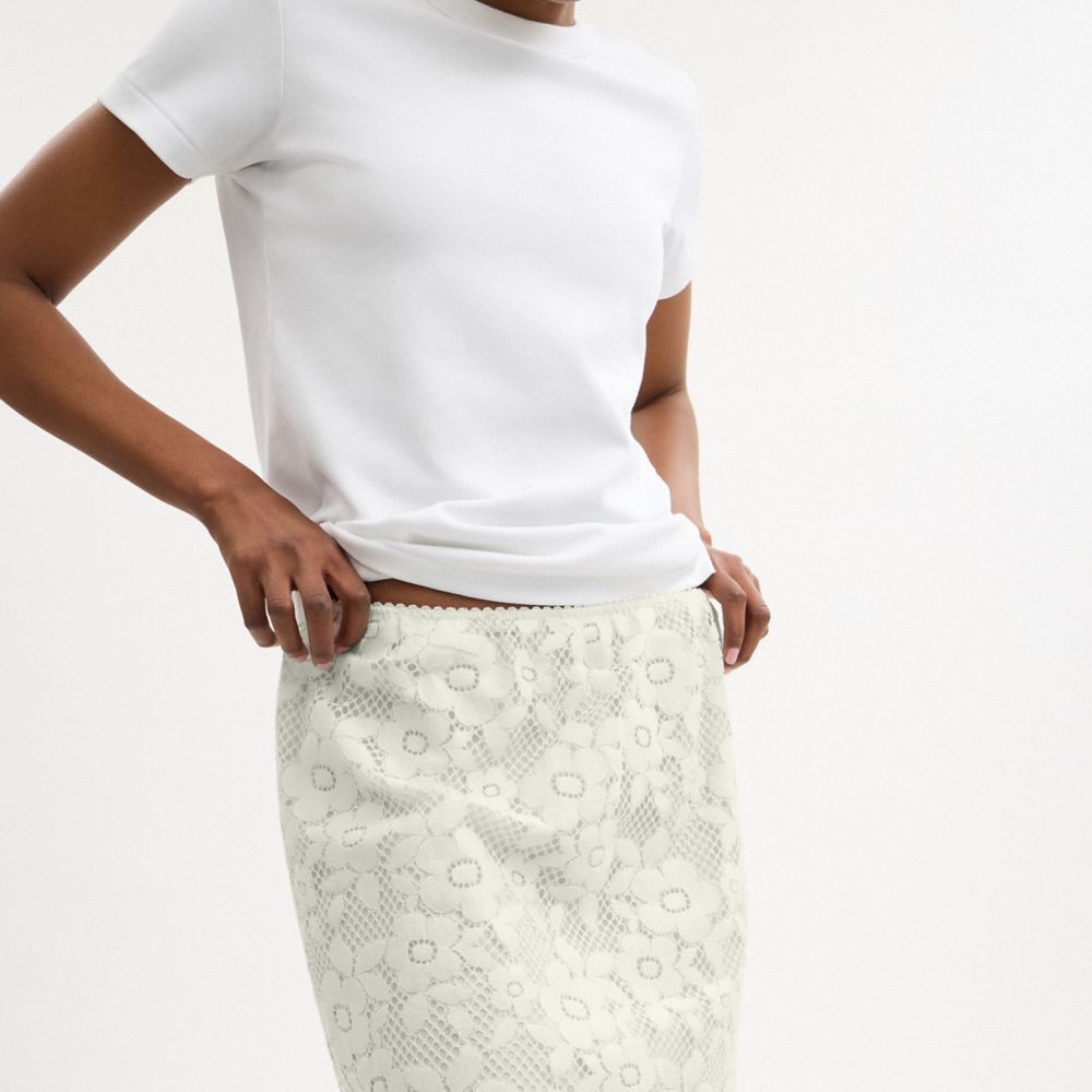 COACH®,Lace Skirt,White,Detail View