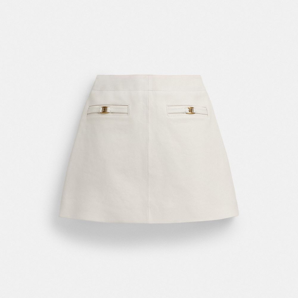 Coach Heritage C Leather Skirt In White