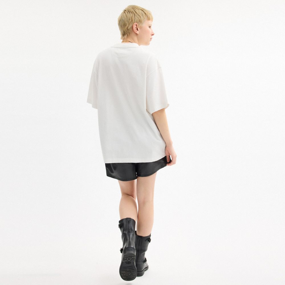 Shop Coach Cursive  Embroidered T Shirt In Organic Cotton In White