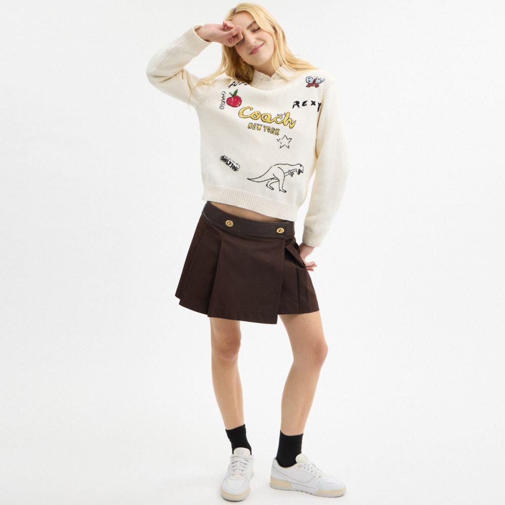 COACH®,Sketch Print Crewneck Sweater In Organic Cotton,,Scale View