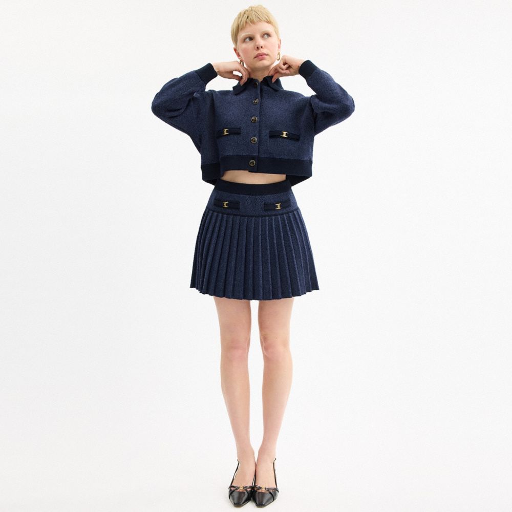 COACH®,Heritage C Knit Skirt,Navy,Scale View