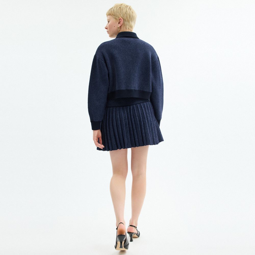 COACH®,Heritage C Knit Skirt,Navy,Scale View