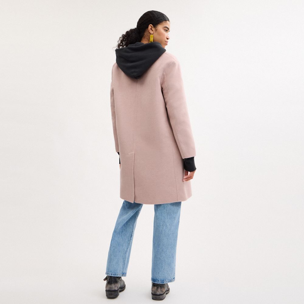 COACH®,Double Faced Wool Coat,Wool,Top Coat,Overcoat,Work,Pink,Scale View