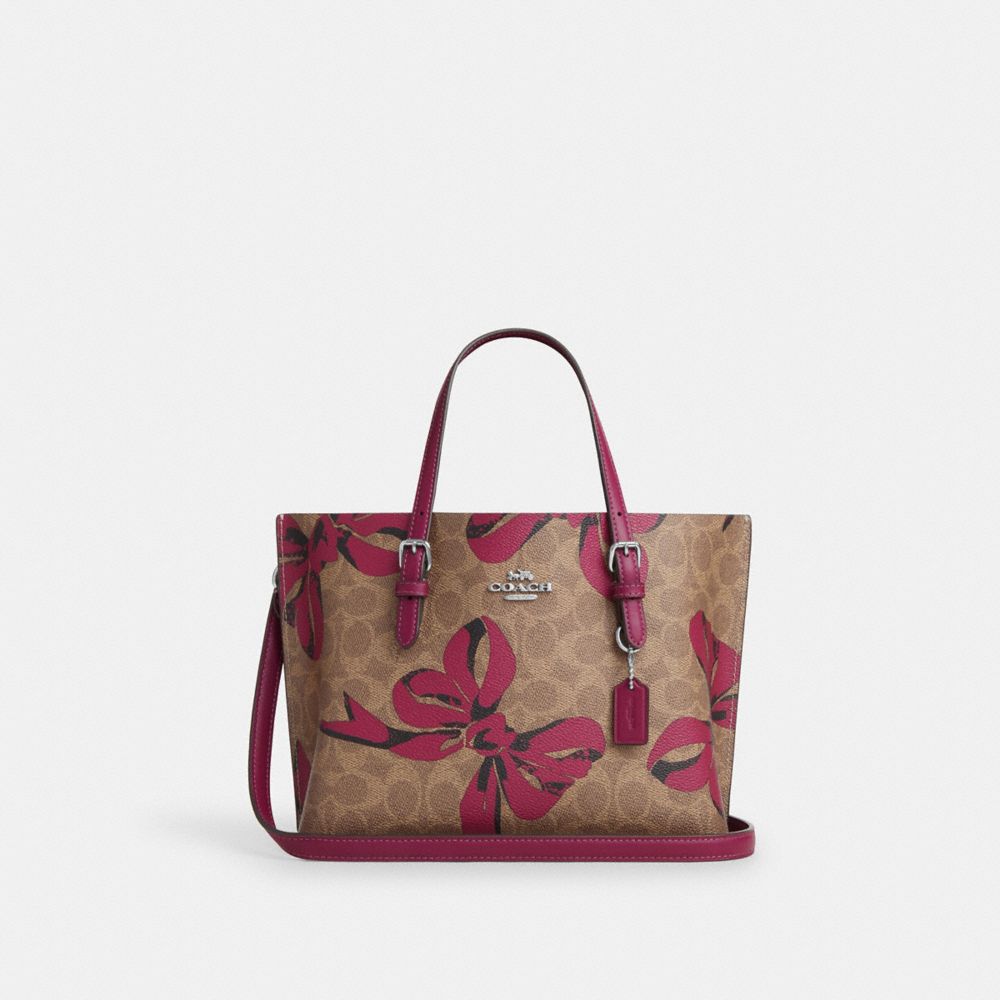 COACH®,Mollie Tote Bag 25 In Signature Canvas With Bow Print,,Front View