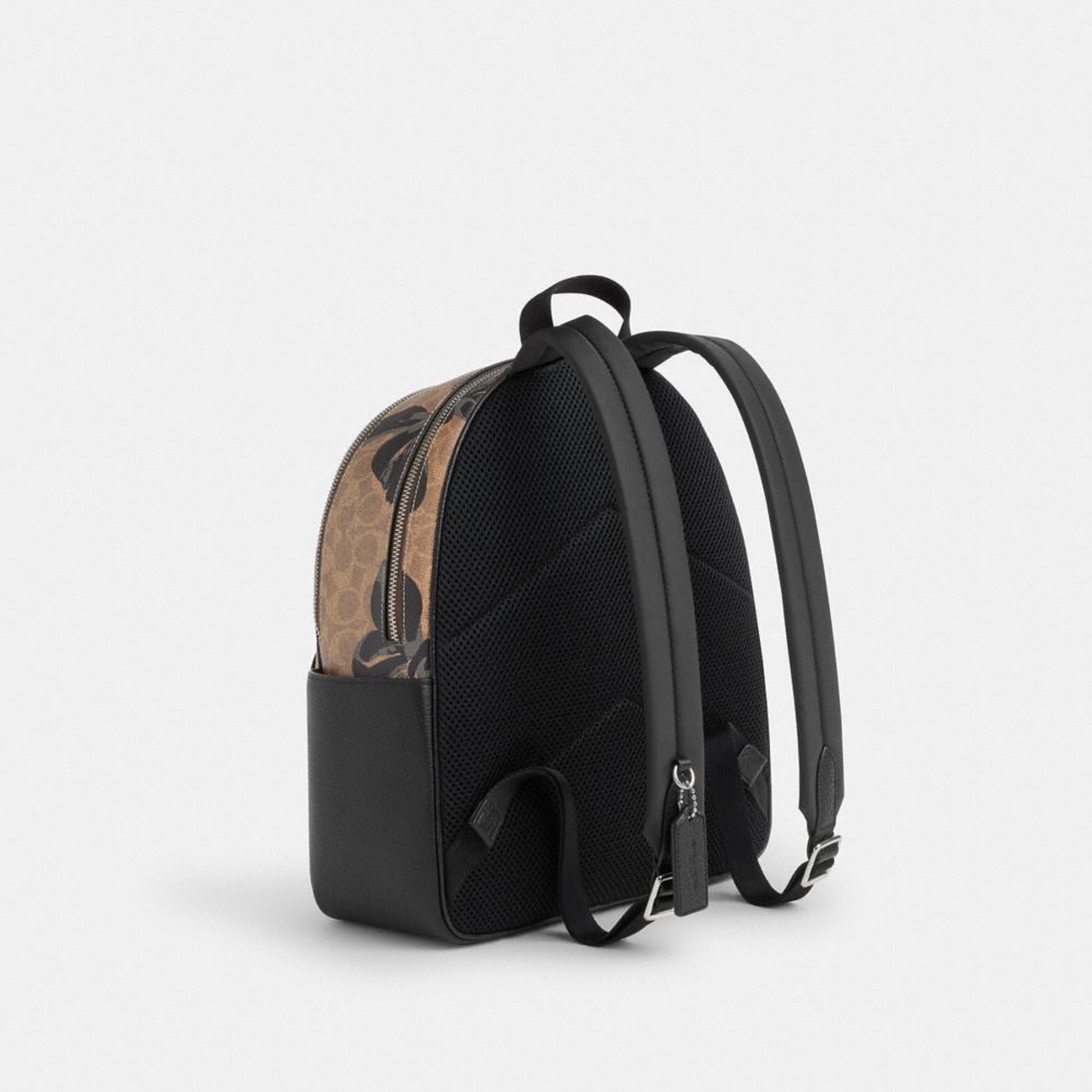 COACH®,Court Backpack In Signature Canvas With Bow Print,,Angle View