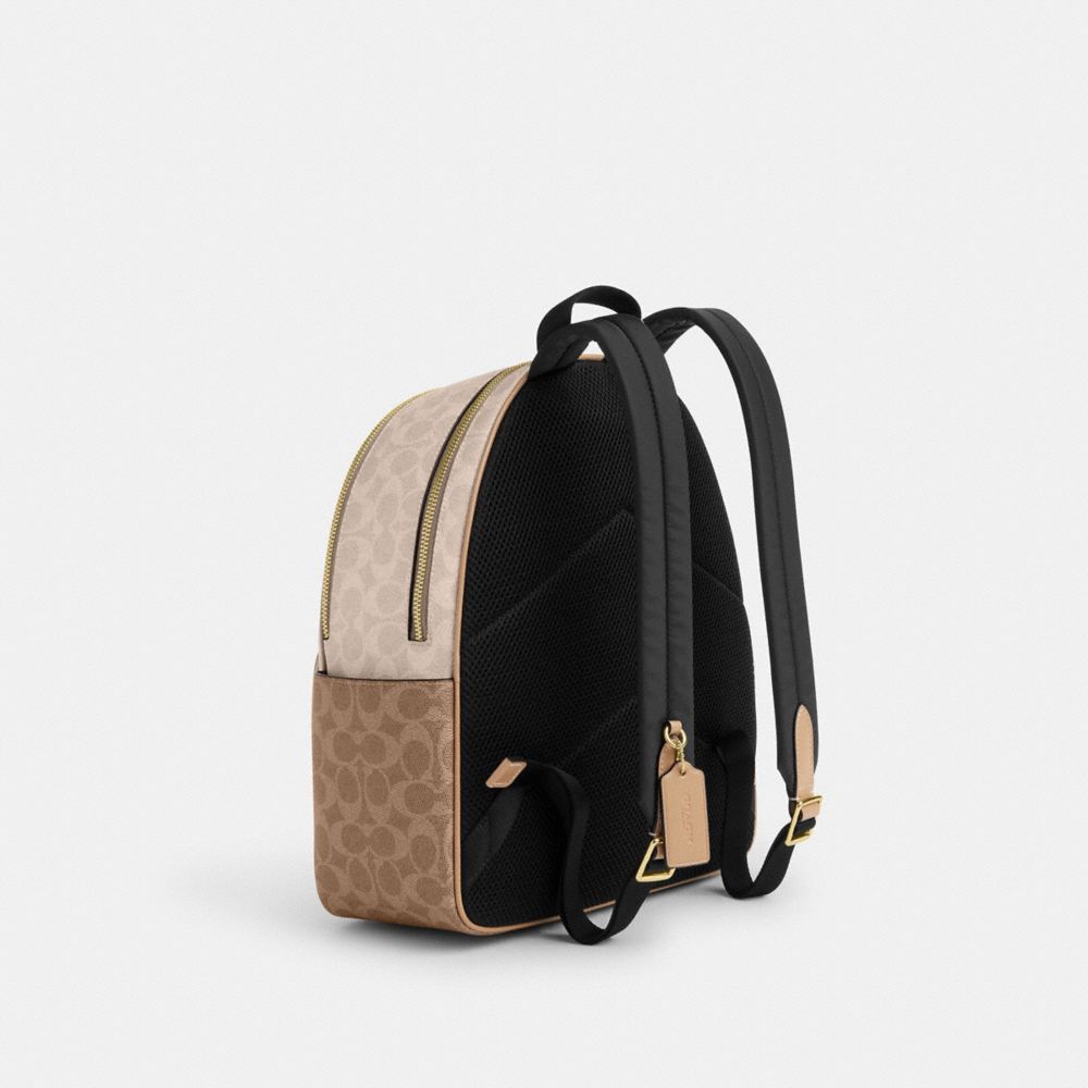 COACH®,Court Backpack In Blocked Signature Canvas,,Angle View