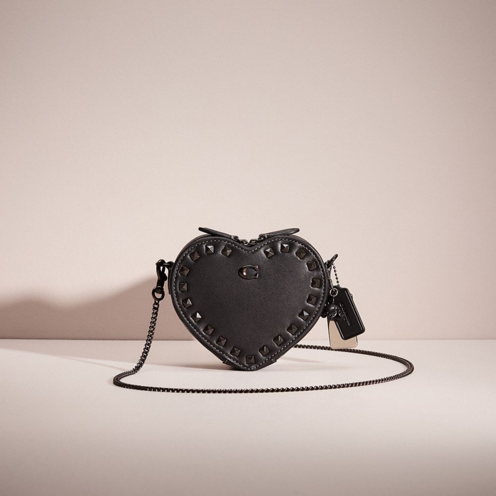 Coach Upcrafted Heart Crossbody 14 In Black