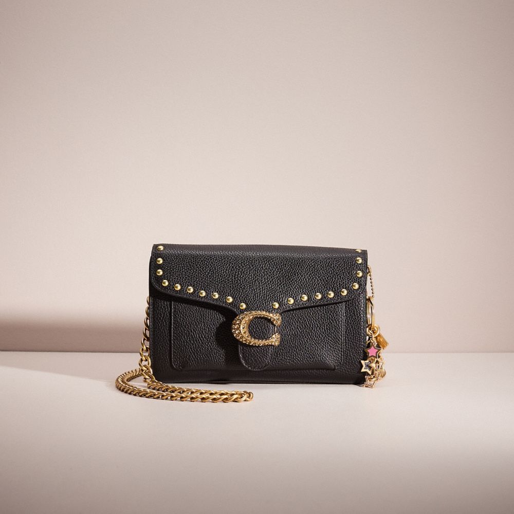 COACH®,UPCRAFTED TABBY CHAIN CLUTCH,Brass/Black,Front View