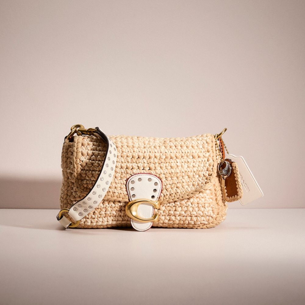 COACH®,UPCRAFTED SOFT TABBY SHOULDER BAG WITH CROCHET,Leather,Hello Summer,Brass/Ivory Multi,Front View