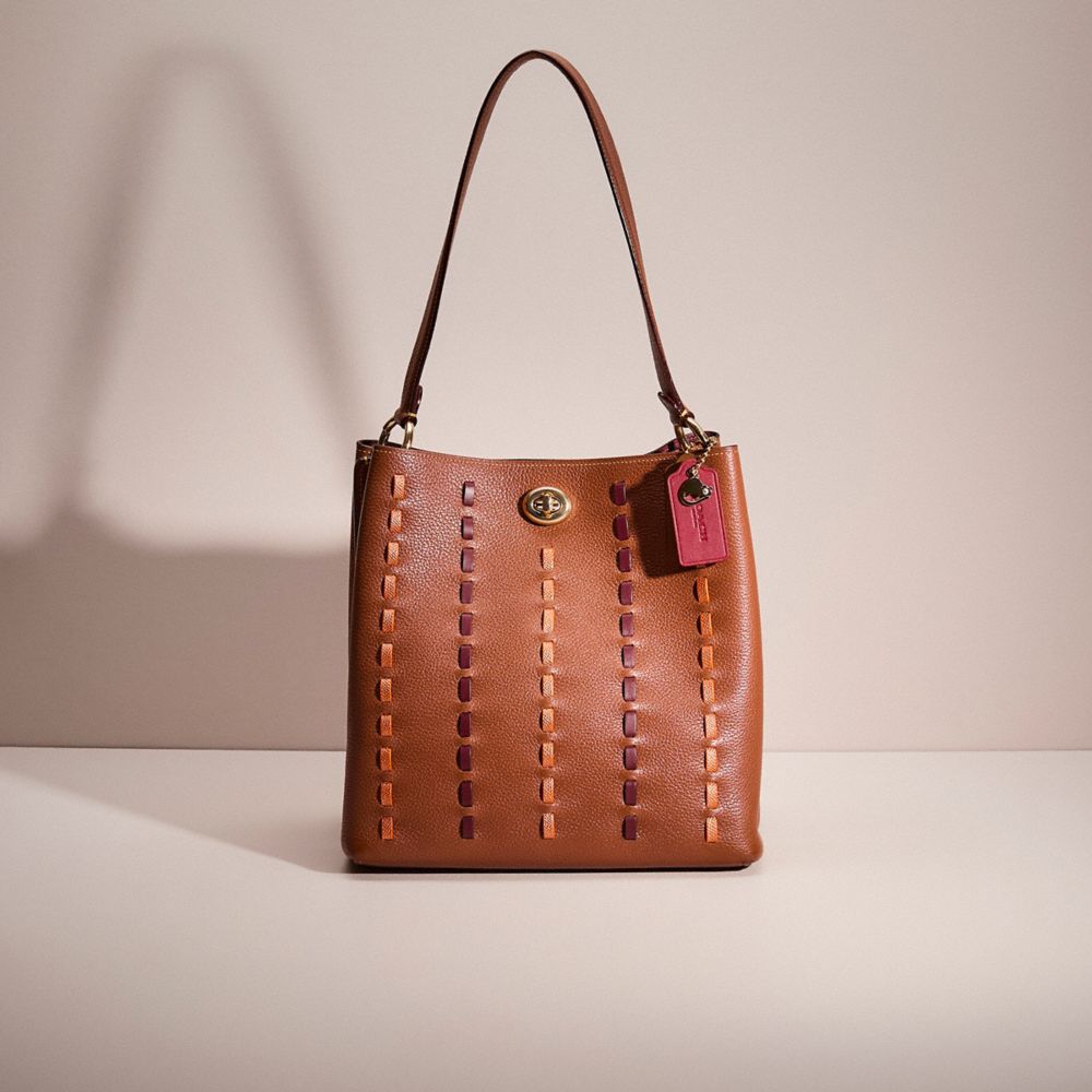 COACH®,UPCRAFTED CHARLIE BUCKET BAG,Polished Pebble Leather,Gold/1941 Saddle,Front View