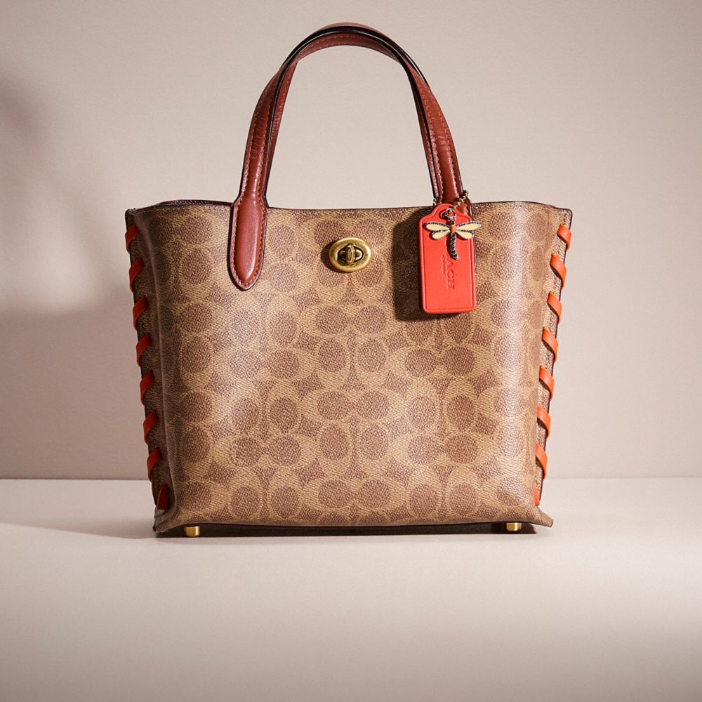 COACH®,UPCRAFTED WILLOW TOTE 24 IN SIGNATURE CANVAS,Signature Coated Canvas,Brass/Tan/Rust,Front View