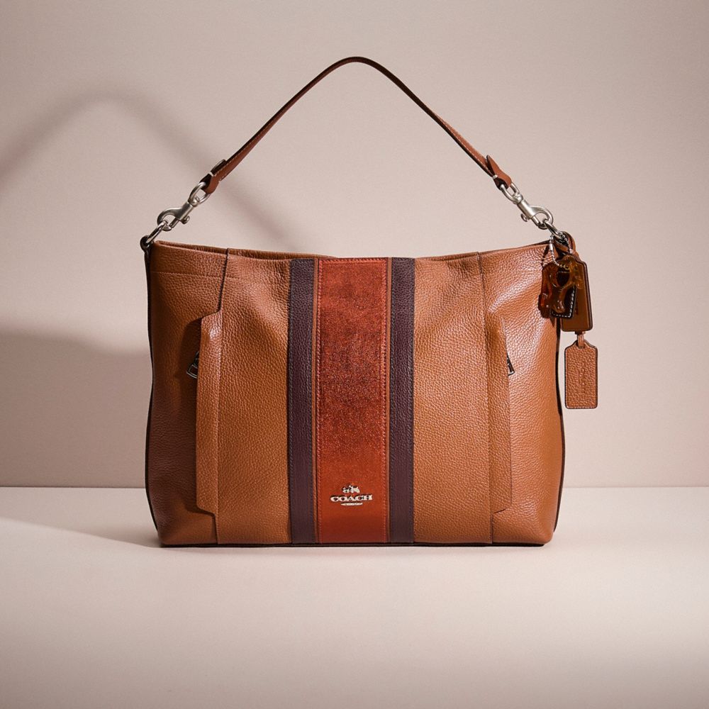COACH®,UPCRAFTED SCOUT HOBO,Polished Pebble Leather,Silver/Saddle,Front View