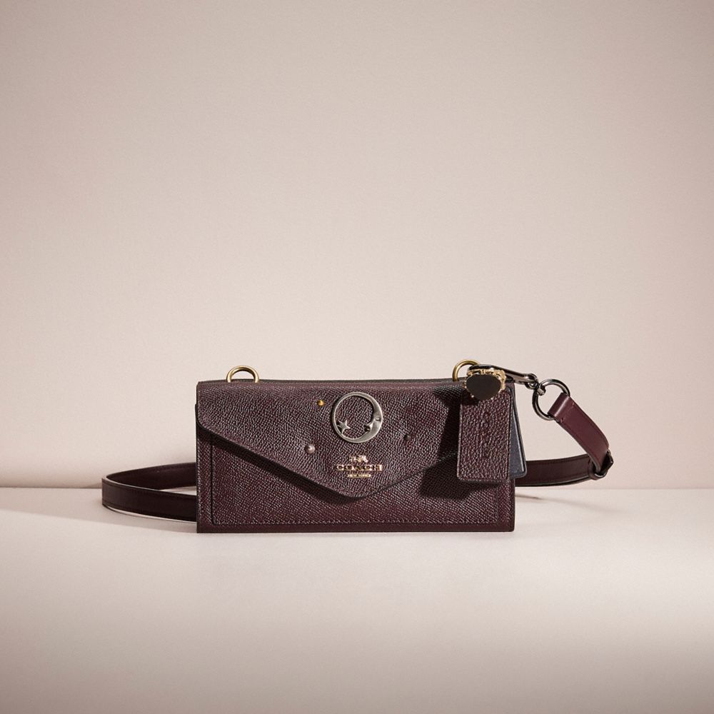 COACH®,UPCRAFTED DOUBLE-UP WALLET CROSSBODY CREATION,Crossgrain Leather,Light Gold/Oxblood,Front View