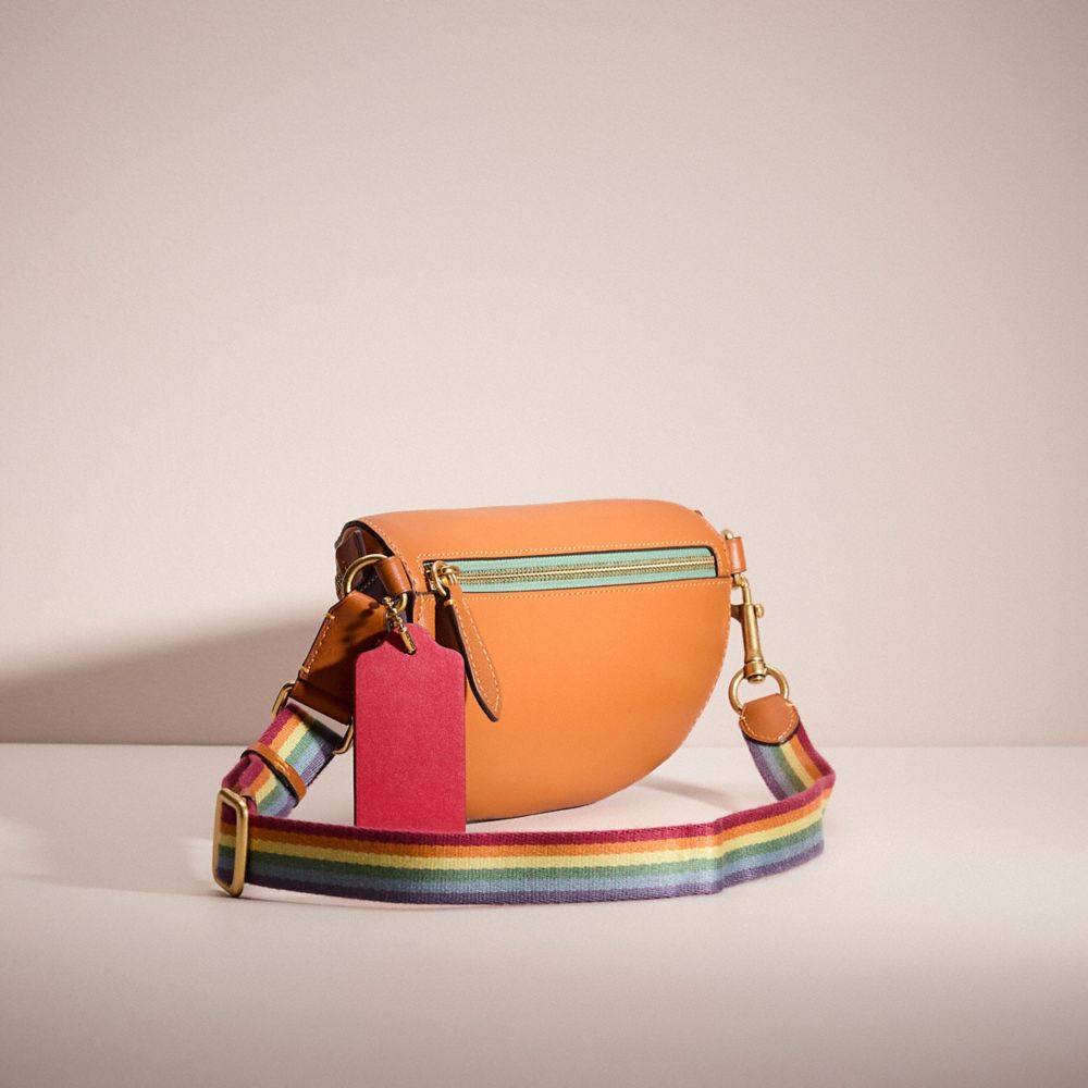 COACH®,Upcrafted Bethany Belt Bag With Rainbow Quilting,Leather,Belt Bag,Applique,Color Block,Brass,Casual,Multi Color,Angle View