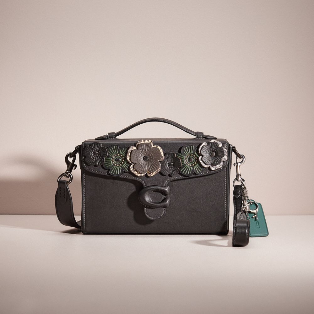 COACH®,UPCRAFTED TABBY BOX BAG,Glovetanned Leather,Hello Summer,Pewter/Black,Front View