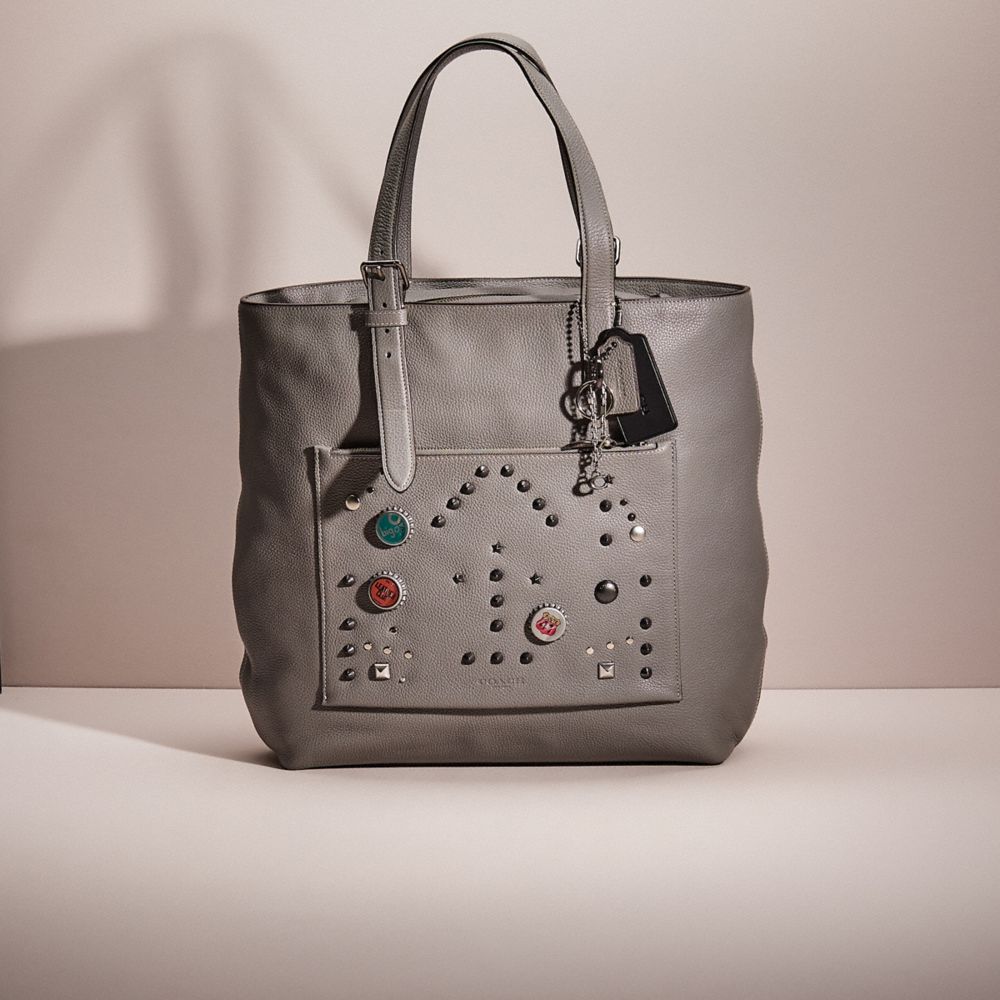 COACH®,UPCRAFTED METROPOLITAN SOFT TOTE,Polished Pebble Leather,Gunmetal/Heather Grey,Front View
