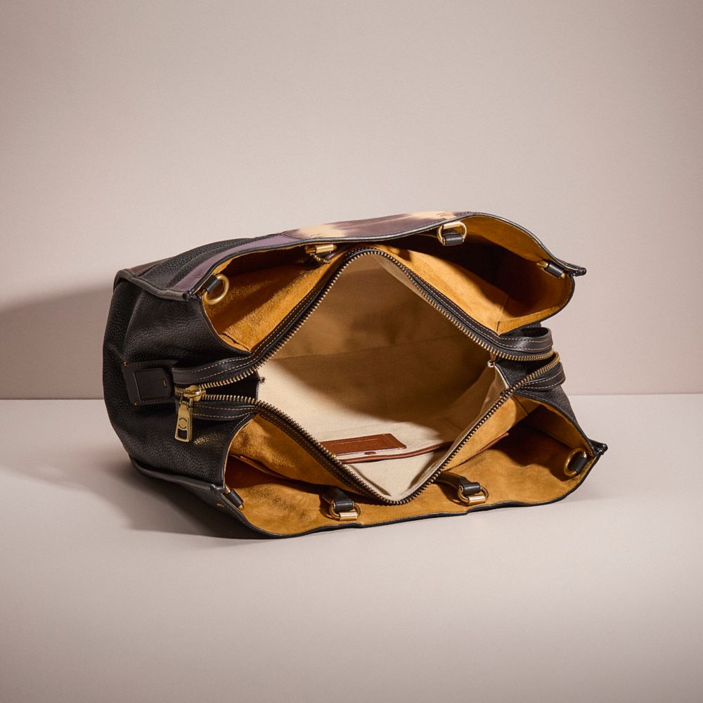 COACH®,Upcrafted Rogue 39 In Regenerative Leather,Leather,Satchel,Pattern,Color Block,Patchwork,Casual,Black,Inside View,Top View
