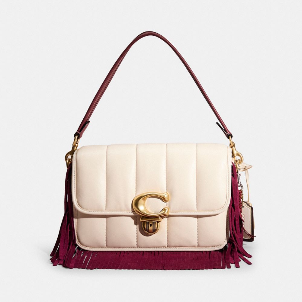 COACH®,UPCRAFTED STUDIO SHOULDER BAG WITH QUILTING,Nappa leather,Brass/Chalk,Front View