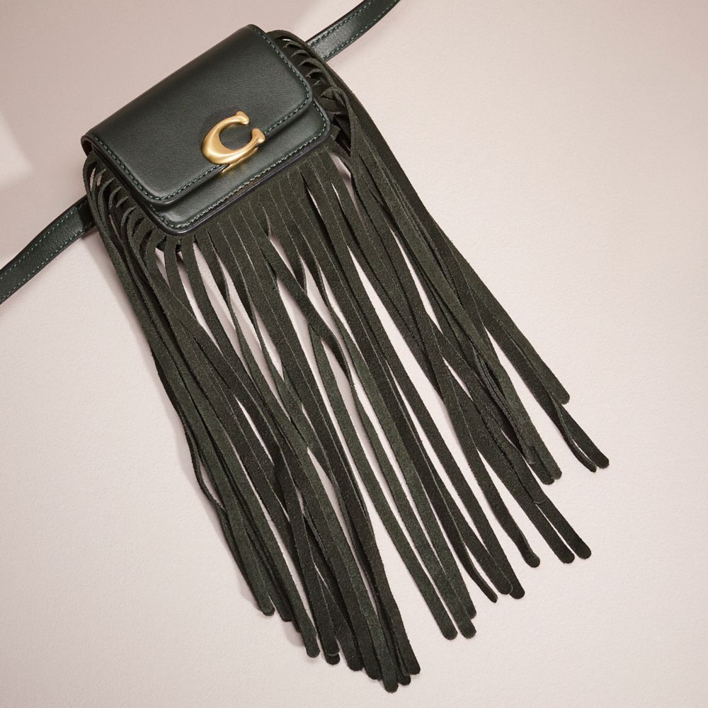 COACH®,Upcrafted Bandit Card Case Belt Bag,Leather,Card Case,PVC,Fringe,Logo,Casual,Emerald,Closer View