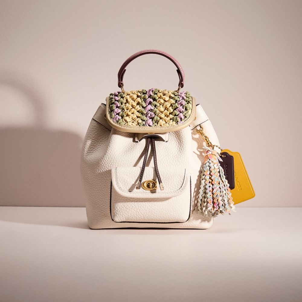 COACH®,UPCRAFTED RIYA BACKPACK 21 IN COLORBLOCK,Hello Summer,Brass/Chalk Multi,Front View