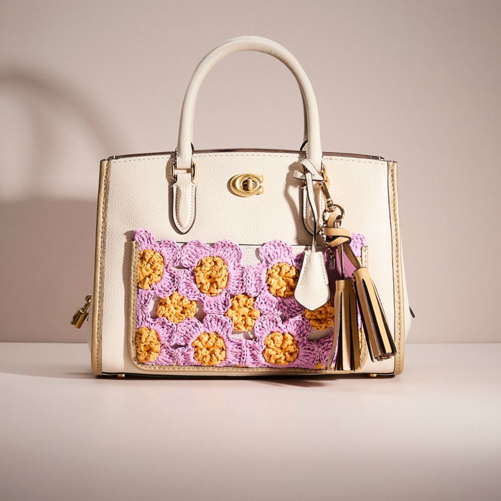 COACH®,UPCRAFTED BROOKE CARRYALL 28,Polished Pebble Leather,Hello Summer,Brass/Chalk,Front View