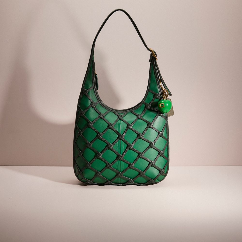 COACH®,UPCRAFTED ERGO SHOULDER BAG 33,Glovetanned Leather,Hello Summer,Brass/Green,Front View