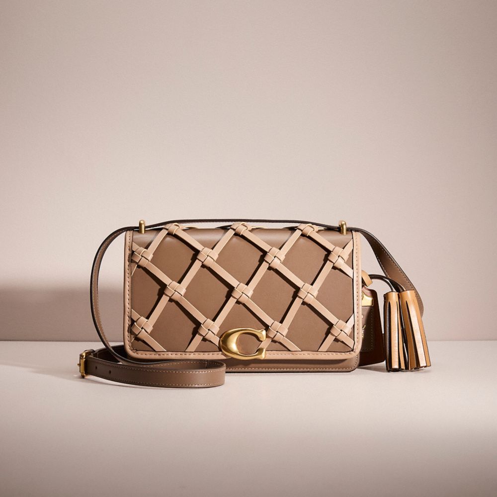 COACH®,UPCRAFTED BANDIT SHOULDER BAG,Calf Leather,Hello Summer,Brass/Dark Stone,Front View