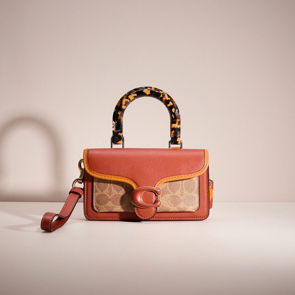 COACH®,UPCRAFTED TABBY CROSSBODY IN SIGNATURE CANVAS,Hello Summer,Brass/Tan/Rust,Front View
