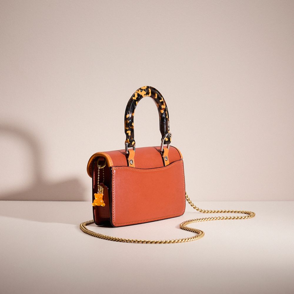 COACH®,Upcrafted Tabby Crossbody In Signature Canvas,Leather,Canvas,Wristlet,Crossbody,Piping,Pattern,Color Block,Casual,Burnt Orange,Angle View