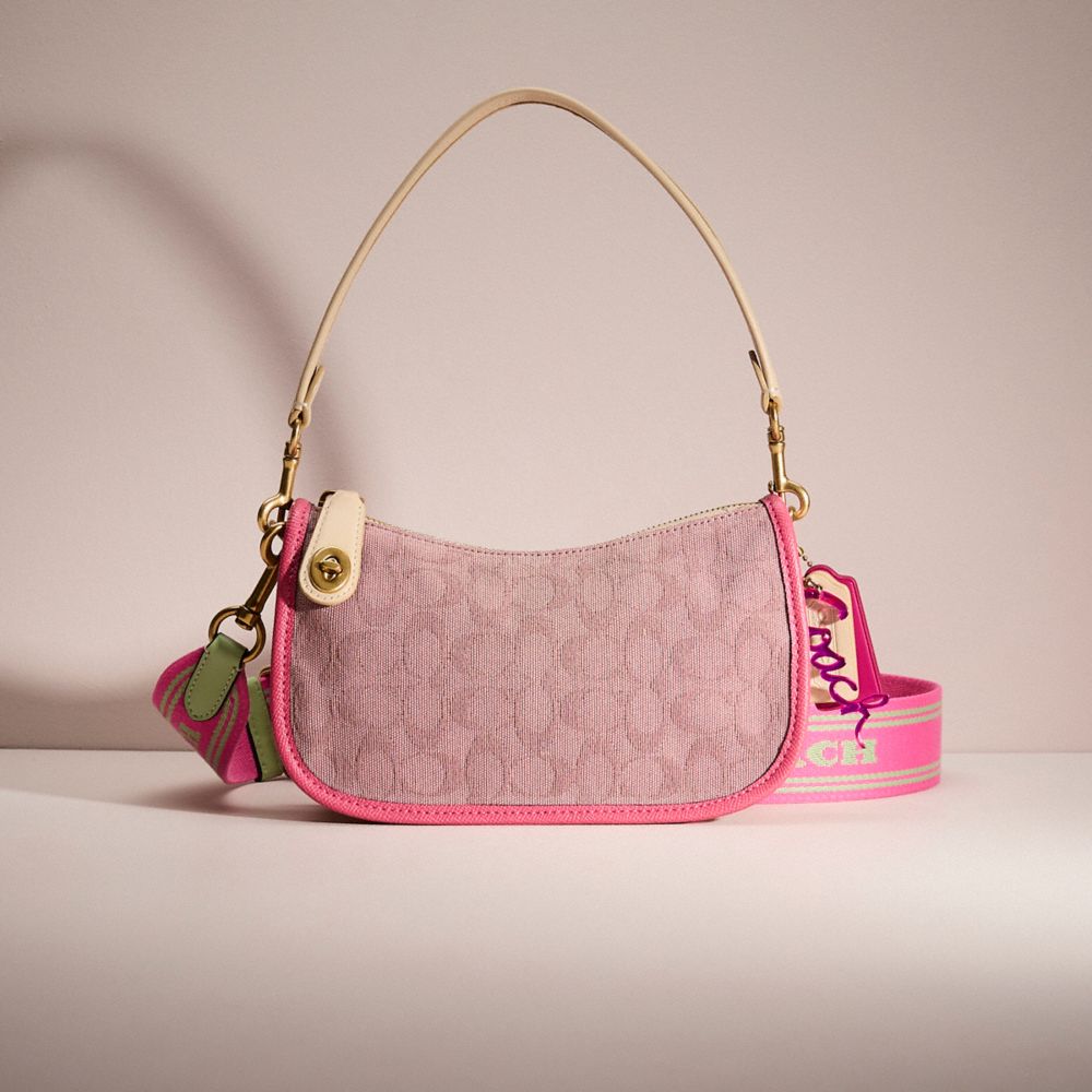 Coach Upcrafted Swinger Bag In Signature Jacquard In Pink