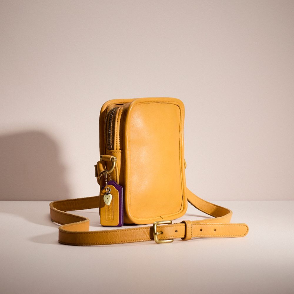 COACH®,Upcrafted Small Kit Camera Crossbody Bag,Leather,Crossbody,Stripe,Casual,Brown,Angle View