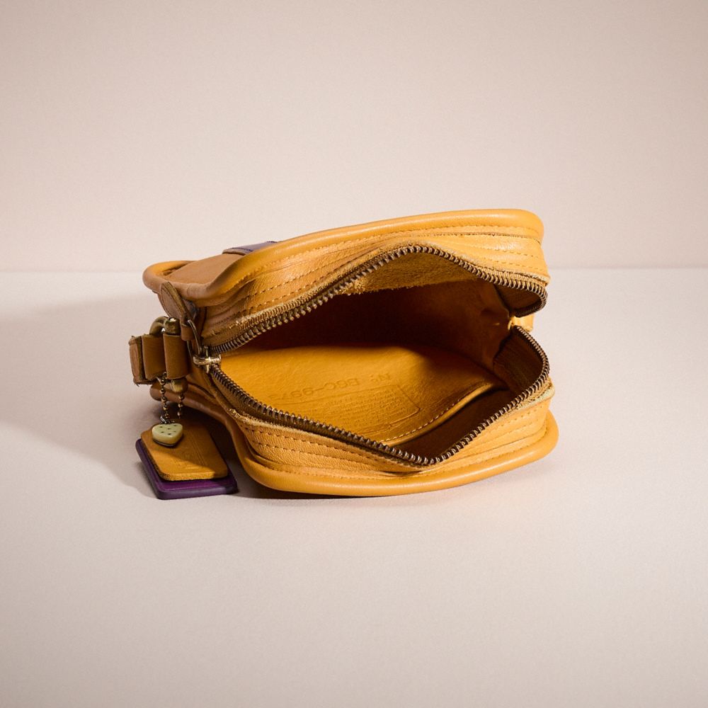 COACH®,Upcrafted Small Kit Camera Crossbody Bag,Leather,Crossbody,Stripe,Casual,Brown,Inside View,Top View