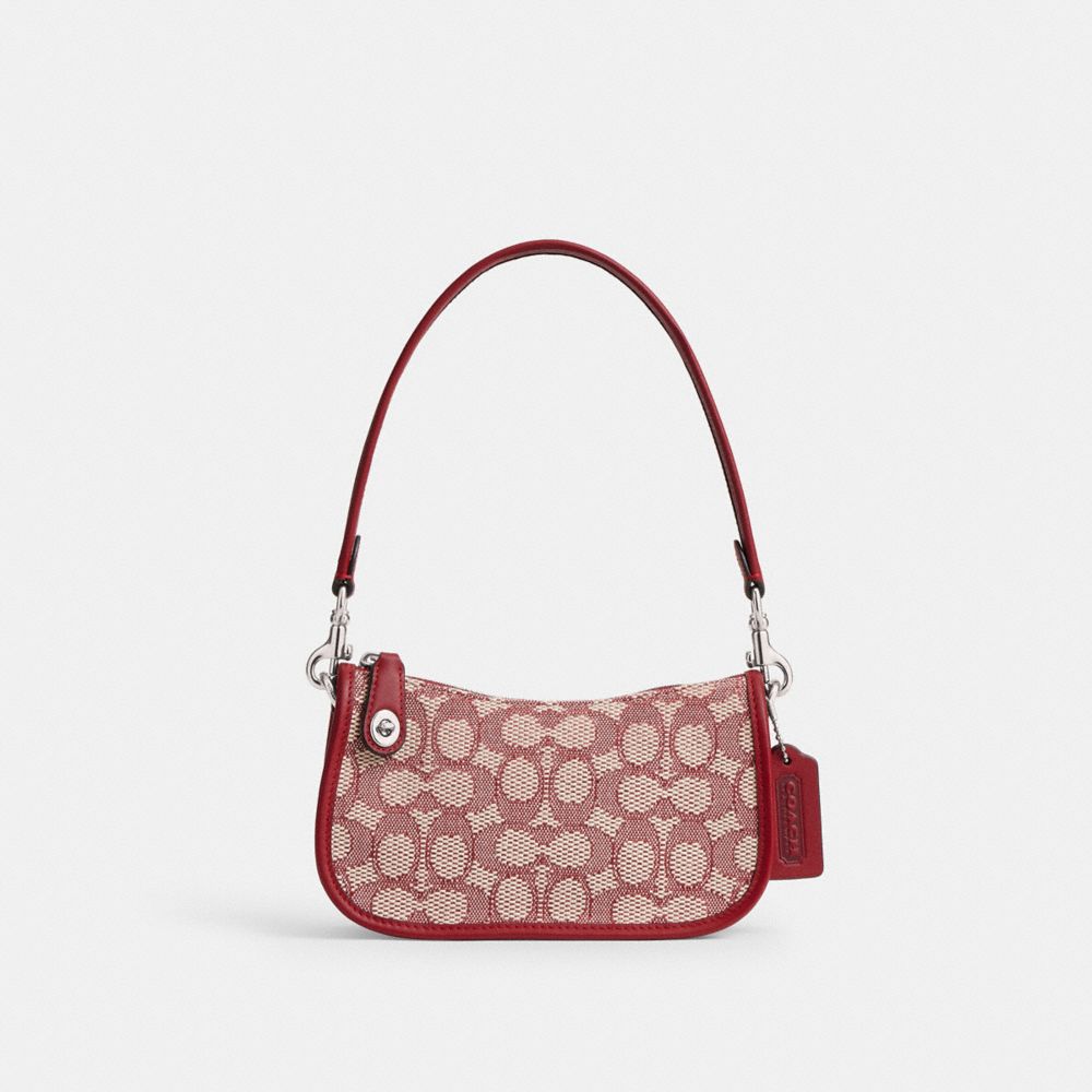 Silver Ruby Ivory Swinger Bag 20 In Signature Jacquard