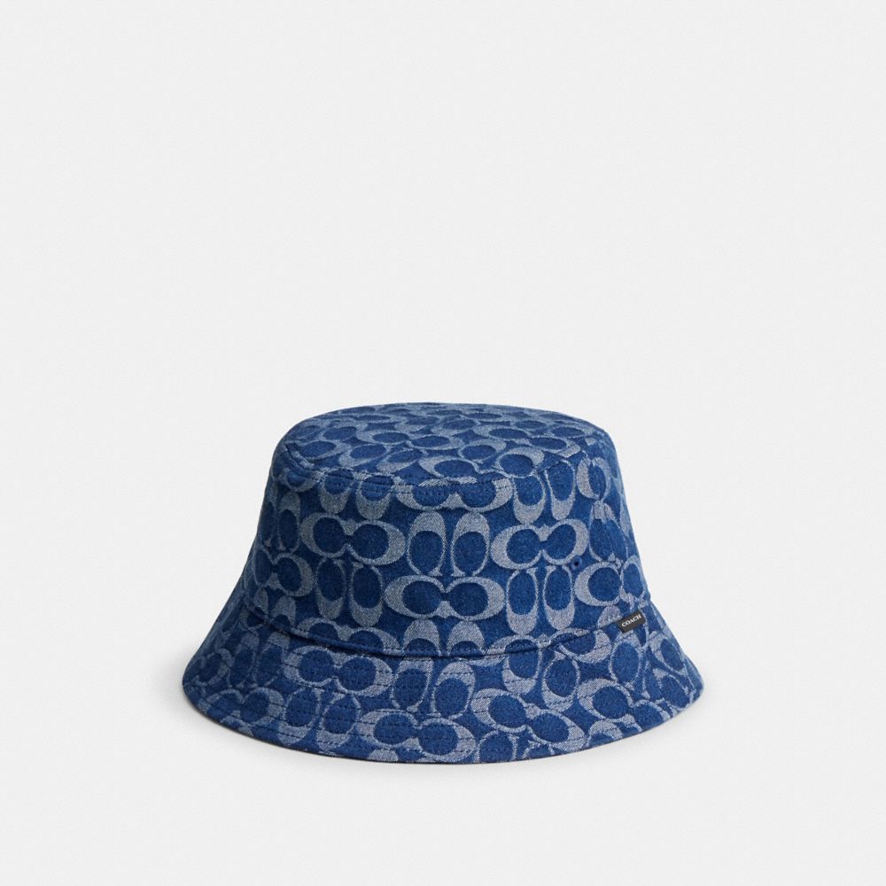 COACH®,Signature Denim Bucket Hat,Blue,Front View image number 0