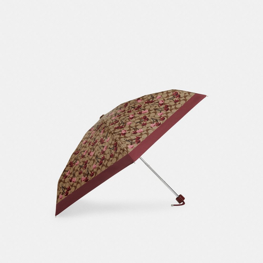 COACH®,Uv Protection Mini Umbrella In Signature Cherry Print,,Front View