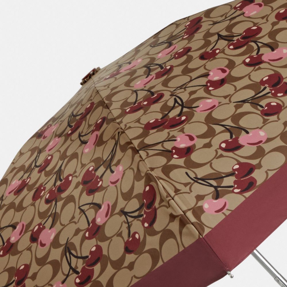 COACH®,Uv Protection Mini Umbrella In Signature Cherry Print,