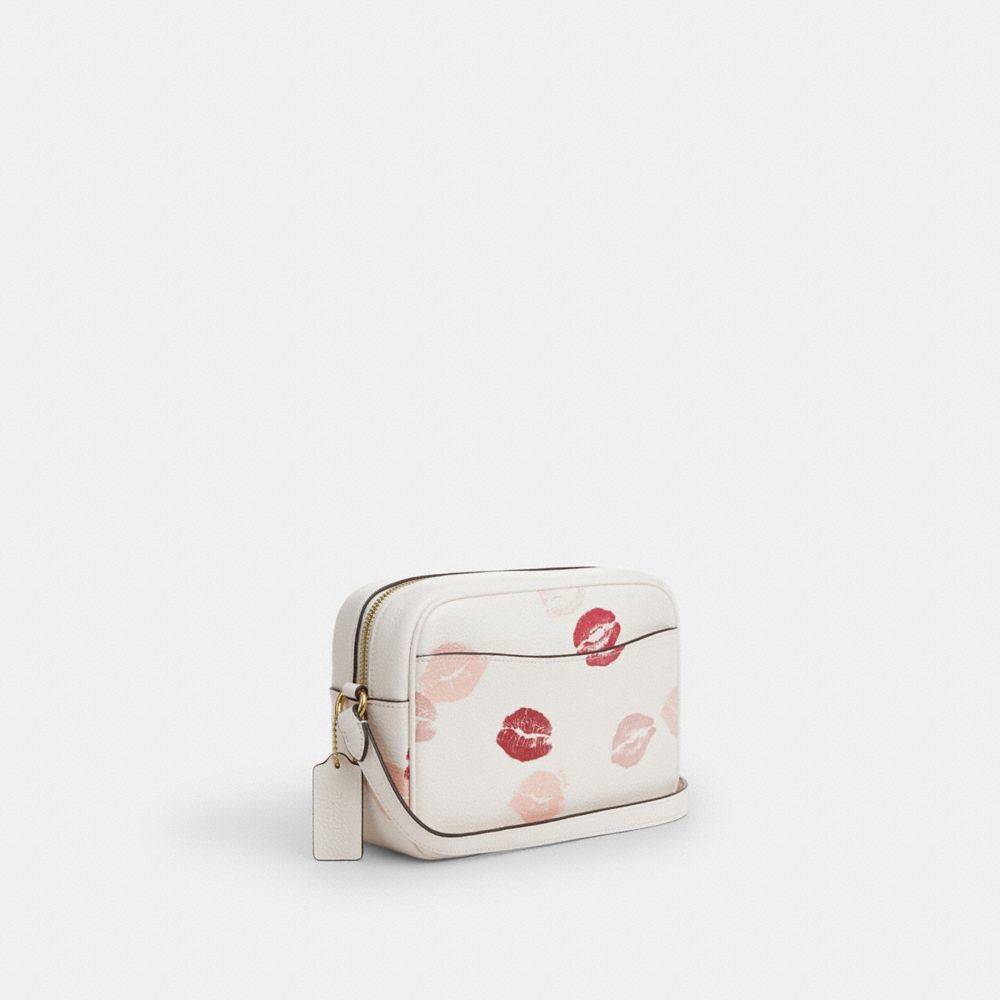 COACH®,Jamie Camera Bag With Lips Print,Cream,Angle View